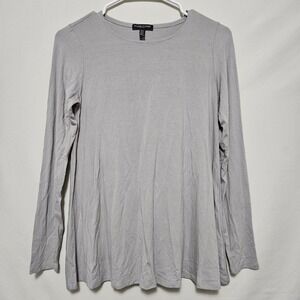 Eileen Fisher Petite Gray Long Sleeve Tunic Top Shirt Size PP